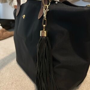 Tory Burch Black Bag Charm with Gold Detail